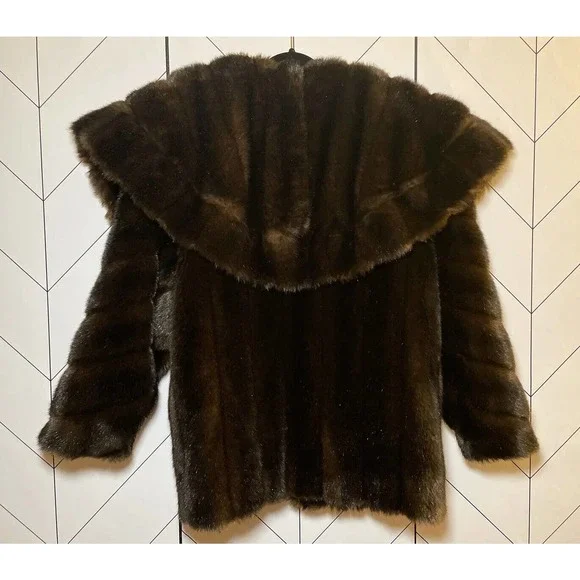 VNTG Suziklo RARE Made in Paris France Faux Fur Coat Chocolate Brown Size 1
